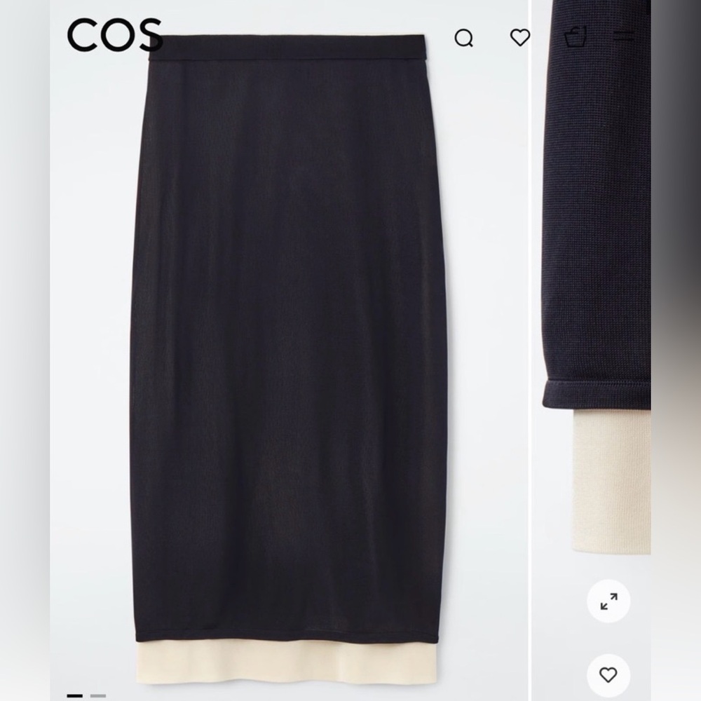 COS Black Pencil Skirt with Cream Hem Panel